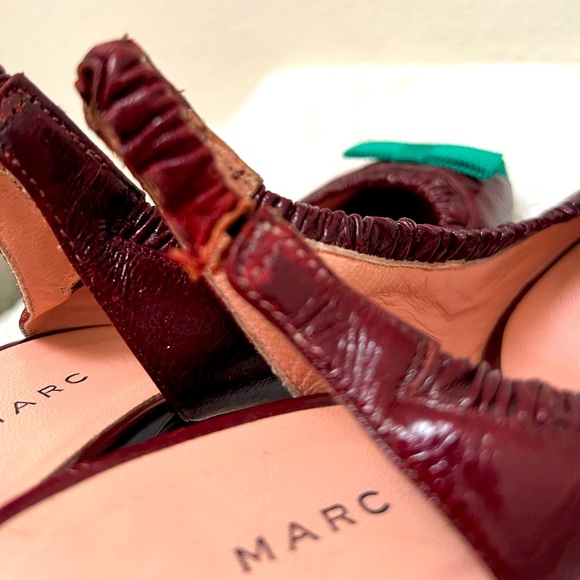 Marc Jacobs, Peep Toes, Slingback Heels, With Green Grosgrain Bows - Picture 8 of 10